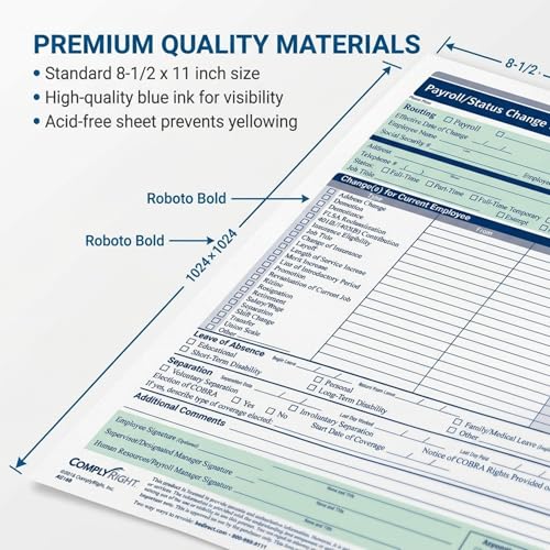 ComplyRight Payroll Change Notice, 3-Part | 8-1/2” x 11” | HR & Employee Management | 50 Pack