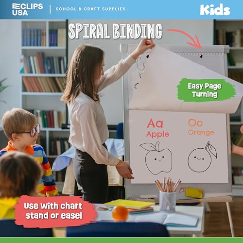 E-CLIPS USA Chart Paper Anchor Chart Paper For Teachers Large Chart Tablet 24x32 Unruled 25 sheets Per Pad (12 Pack)