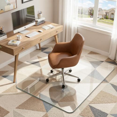 Antok 36"x48" Tempered Glass Chair Mat, 0.2" Heavy Duty Floor Mat, Office