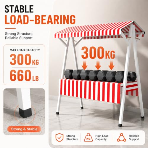 Foldable Metal Vendor Booth with Canopy, Portable Farmers Market Stand for Craft Fairs, Pop-Up Shops & Outdoor Events(Purple,160cm/63in)