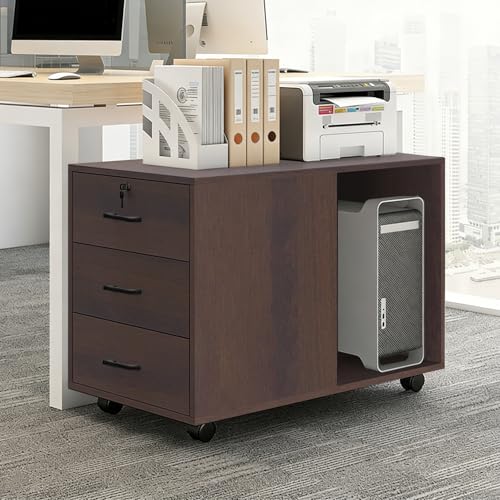OQTUHWM Mobile File Cabinet, Small Rolling Filing Cabinet for Under The Desk, Printer Desk Stand with Storage, with 3 Drawers, for Home Office Bedroom Entryway