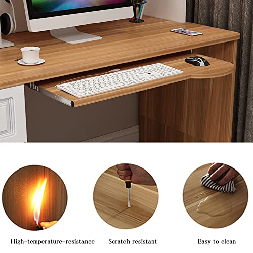 FENOKD Home Office Keyboard Mouse Slider Tray - with 14Inch Slides Rail - Steadily Pull Out Keyboard Platform Drawer - Under Desk Sliding Keyboard Shelf, Walnut, 70Cm X 26Cm.Black-60cm x 26cm