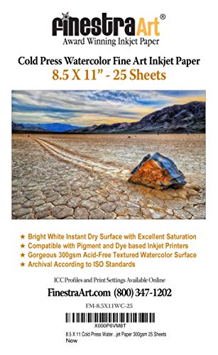 8.5" X 11" Cold Press Watercolor Fine Art Inkjet Paper - 25 Sheets