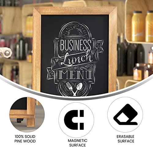 BizChair 10 Pack Tabletop Magnetic Chalkboards - Torched Wood Finish - 9.5" x 14" - Metal Folding Legs - Hanging Message Board - Counter Memo Board