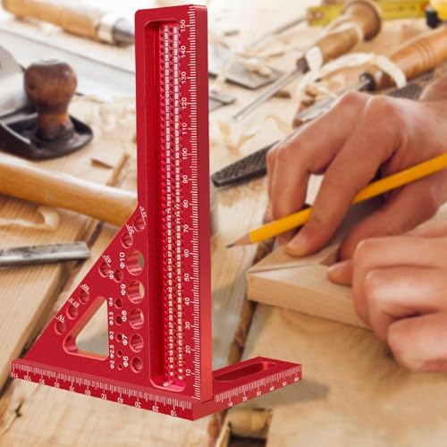 Woodworking Triangular Ruler,3D Aluminum Measuring Square Protractor for Tools