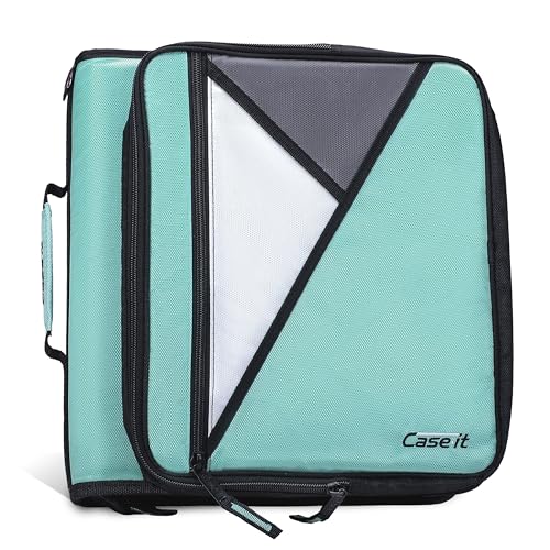 Case-it School Zipper Binder | 2" O-Rings | 350-Sheet | LT-007 Spearmint