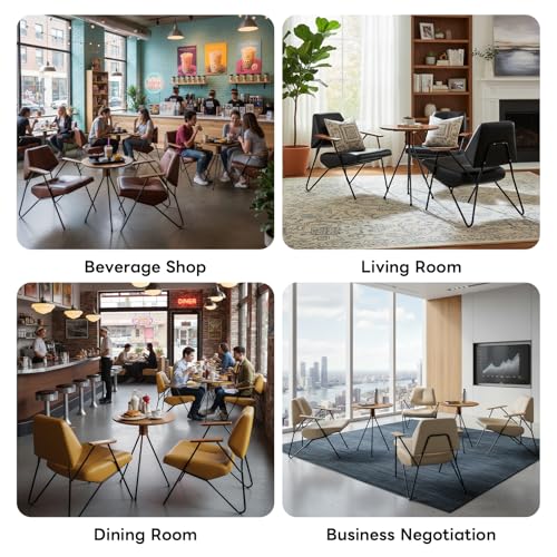 XHDZSM Round Wood & Iron Chairs for Office Coffee Combo/Conference, Reception, Kitchen Dining, Living Room – Couch, Waiting Entryway, Work Negotiation Dark Green Chair