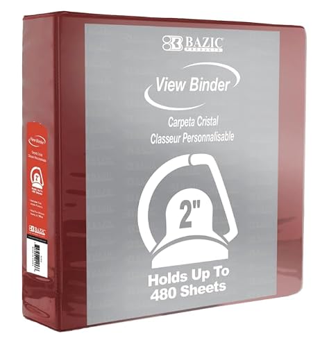 12 Pack, 2" Burgundy Slant-D Ring View Binder w/ 2-Pockets