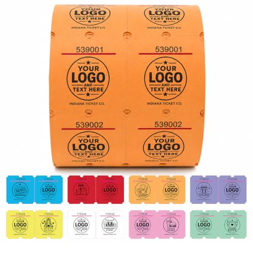 Custom Printed Raffle Tickets, 2x4 Double Roll, 1000 Tickets, Made in USA