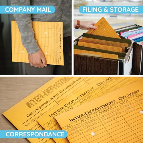 Blue Summit Supplies 10 Interdepartment Envelopes with String Tie 10 x 13 Inches, Brown Kraft Interoffice Envelopes with string 10x13 – Reuseable, 10 Count