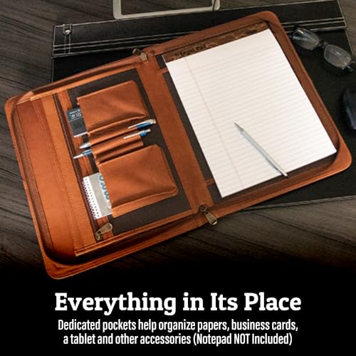 Sarge Leather Co. Exitoso Zippered Portfolio, Top Grain Leather (SLC-604)