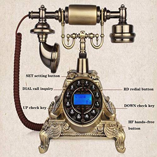 Antique Phone European Retro Phone Resin Metal Body Button Dial Vintage Landline,#1