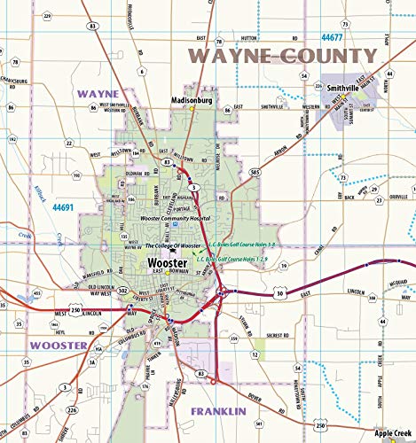 Topographics Greater Cleveland Metro Area Laminated Wall Map (42" x 53")