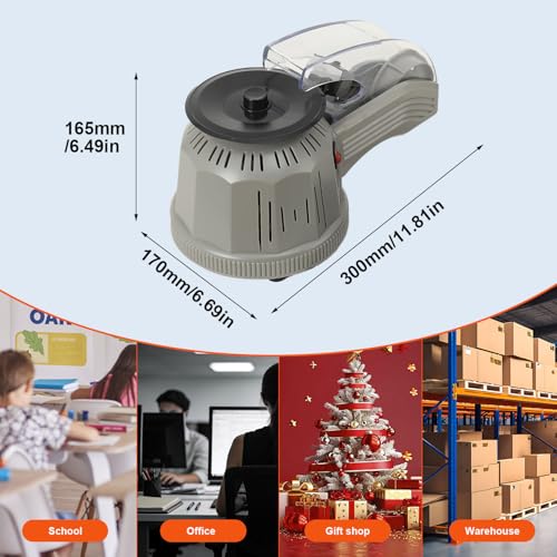 Automatic Tape Dispenser, Tape Cutter Machine with 11-58mm Cutting Length, Electric Tape Dispenser for Office School Packaging Shipping Tape (Grey，110V)