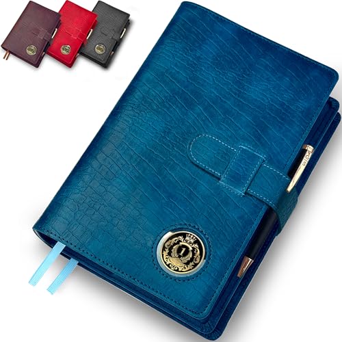 GALILEO® Double AA Big Book Cover & 12 Steps & 12 Traditions | PU Leather | Medallion Holder | AA Book Covers for Hardcover | AA Gift | Alcoholics Anonymous (Crocodile Leather/Navy Blue)