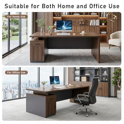 WYBFCWY Executive Office Desk with Storage Cabinet,Large Computer Desk for Home Office,Boss Table,Business Workstation,Modern Manager Desk for Manager,Employee,Home Office