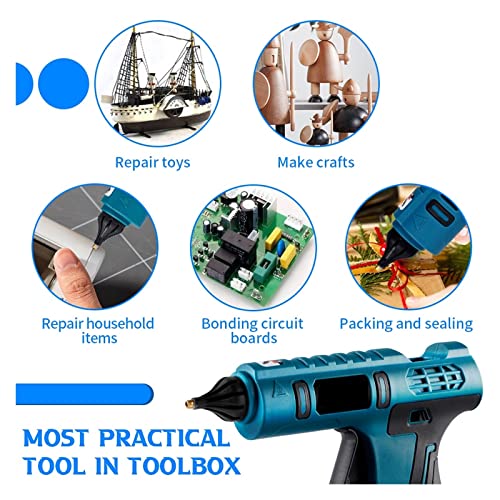 LIBODD Hot Glue Gun Cordless Electric Hot Melt Glue Gun Rechargeable Anti-Scald Copper Nozzle DIY Repair Toolwith Glue Sticks for Battery for DIY Arts, Crafts and Quick Repairs(3)
