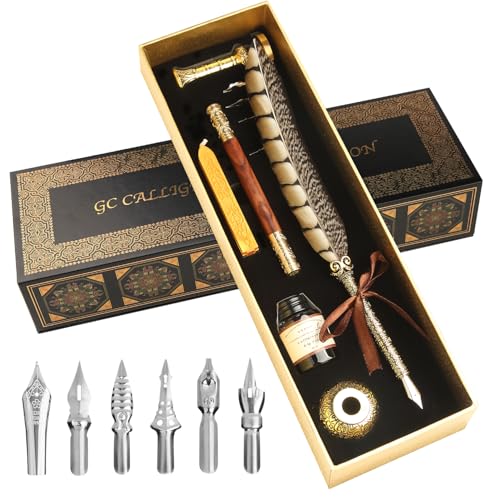 Calligraphy Pen Set - Feather Dip Pen,Dual Tip Calligraphy Fountain Pen