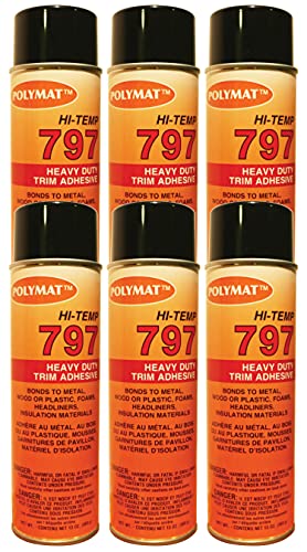 6 Cans (13oz net/can): Polymat 797 Hi-Temp Spray Glue Adhesive: Industrial Grade High Temperature Glue, Heat and Water Resistant for Headliner, Marine, Golf Cart and Other Applications