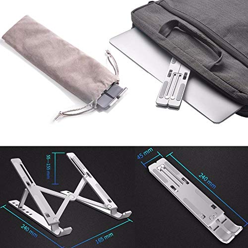 RVCSJAY Laptop Stand Portable 6 Heights Adjustable Aluminum Desktop Ventilated Cooling Holder Folding
