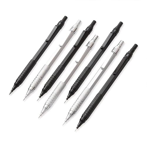 YMGSCC Mechanical Pencil Set with Refills Black Silver 0.3,.5,.7,.9mm Art Drawing Sketch 2B Pencils Student(D,0.5mm)