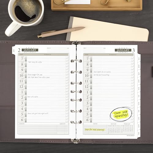 AT-A-GLANCE 2027 Planner Refill Daily, 5.5" x 8.5", Desk Size 4, One Page Per Day Refill, 7-Ring Loose-Leaf (481-125-27)