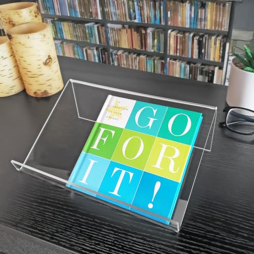 Plymor Clear Acrylic Slightly Elevated Book Display Stand with 1" Ledge, 9" W x 6" D x 3" H, Pack of 12