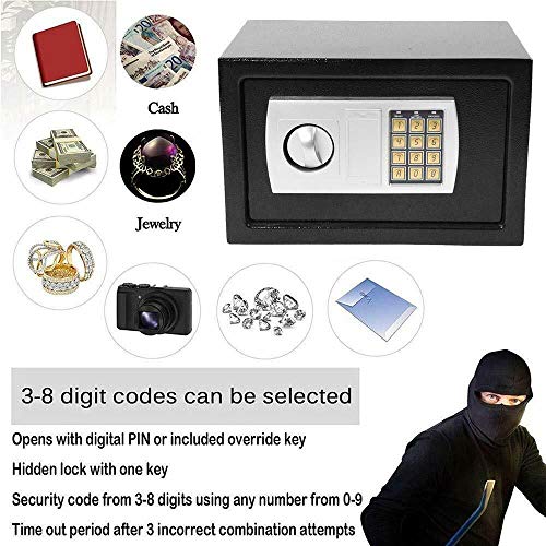 TBLOTYD Electronic Safe Box, Cash Safe Box, Small Value Safe High Security Solid Steel Safe Lock Box