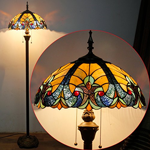 WERFACTORY Tiffany Floor Lamp 64 Inch Stained Glass Standing Reading Light