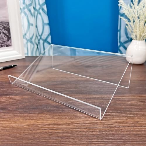 Plymor Clear Acrylic Slightly Elevated Book Display Stand with 1" Ledge, 9" W x 6" D x 3" H, Pack of 12