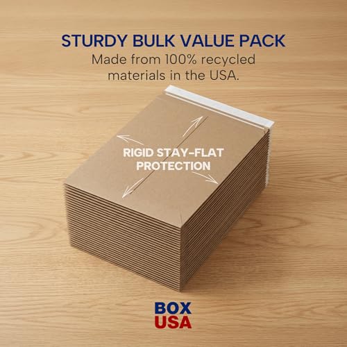 BOX USA Rigid Mailers 13" x 18" (100-Pack) - Kraft Mailers for Posters, Photos, Presentation Prints - Stay Flat