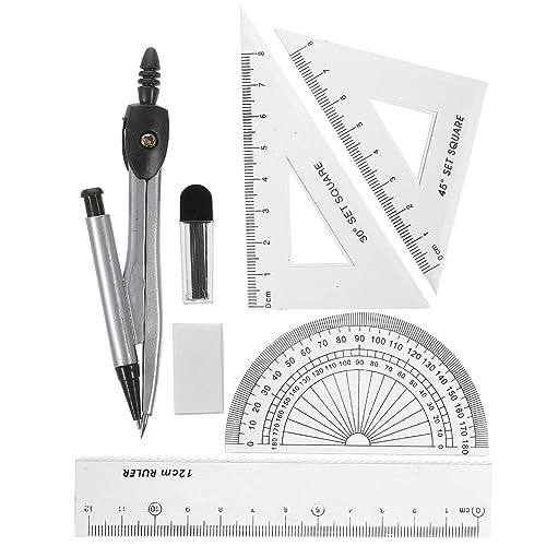 OREKPOT Compass Geometry Tool Mathematical Geometry Set with Storage Box, Including Compass, Ruler, Protractor, Refills, Suitable for Drawing and Students Drafting Tools Geometry