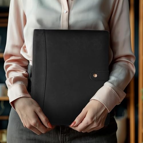 LEATHER VILLAGE Leather Portfolio for Men Women, Business Padfolio Folder