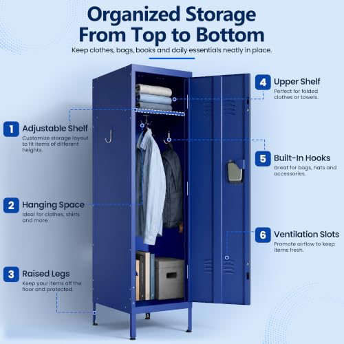 AQY Metal Storage Locker, Lockable Steel Locker Cabinet School Locker