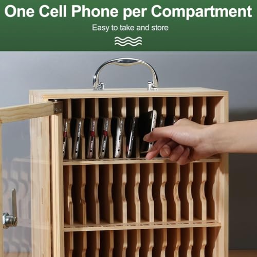 WLYMQFC Cell Phone Storage Box, 24/36/48/60 Slots Wooden Cell Phone Storage Box Classroom Pocket Chart, Wooden Cell Phone Storage Cabinet for Classroom Offices School Employees,30x21x22cm/12x8x9in