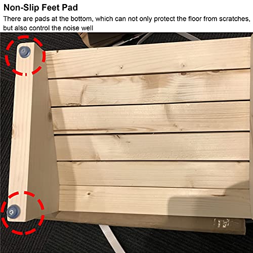 LXLA Extra Wide Under Desk Footrest, Office Large Wood Tilt Step Stool - Keep Sitting Posture, Playing PC Game, Ergonomic Foot Stool, 60×28×(12-5) CM (Color : A, Size : 23.6×11×(4.7-1.9) inch)