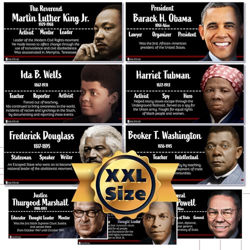 Young N Refined Black Heroes Poster bulletin board set, 9 charts pack Laminated thick 3 mil (18x36)