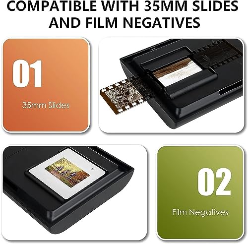 Film Scanner, 35mm/135mm Slide and Negative Scanner with LED Backlight, Support Image Preview, Playback and Editing Functions, Suitable for Smartphone