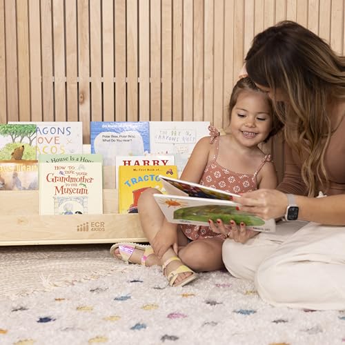 ECR4Kids 3-Shelf Toddler Wooden Book Display with Handles, Natural
