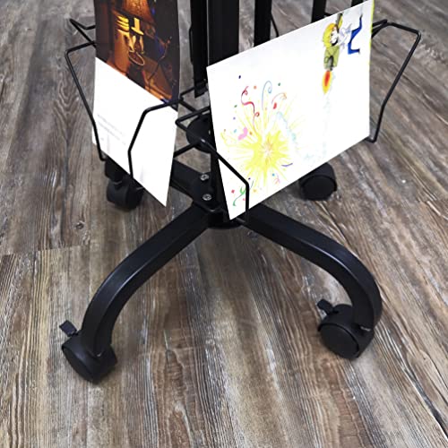 FixtureDisplays® 32 Adjustable Pockets Display Rack 5x7 7x5 up to 8.5" Wide X 8" Tall Cards, 1.27" deep Pockets, Double Tier Greeting Post Card Christmas Holiday Spinning Rack Stand Black 10095-2D