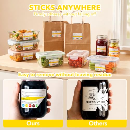 20 Rolls 5000 Pcs Restaurant Quality Shelf Life Food Rotation Labels Vinyl 2” x 3” Self-Adhesive Removable Freezer Food Labels Perfect for Reusable Containers Food Safety Date Sticker, Easy to Remove