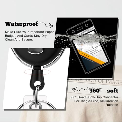 100 Pcs Id Badge Holders with Retractable Reels Clip