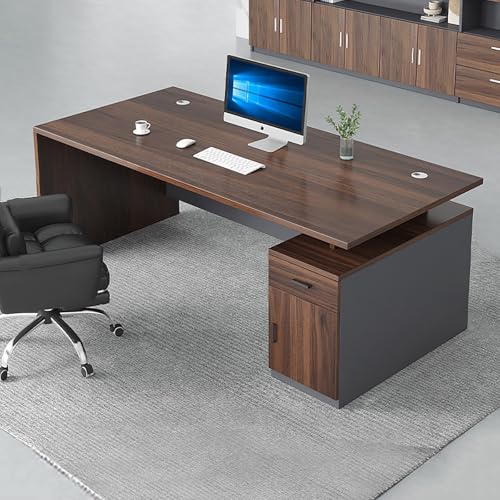 WYBFCWY Executive Office Desk with Storage Cabinet,Large Computer Desk for Home Office,Boss Table,Business Workstation,Modern Manager Desk for Manager,Employee,Home Office