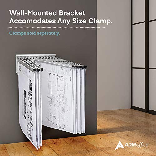 Adir Wall Mount Blueprint Rack - Blue Print Organizer, Poster Wall Mount Display, Map Storage Holder with 12 Pivot Brackets - Plan Rack for Office (Without Blueprint Clamps)