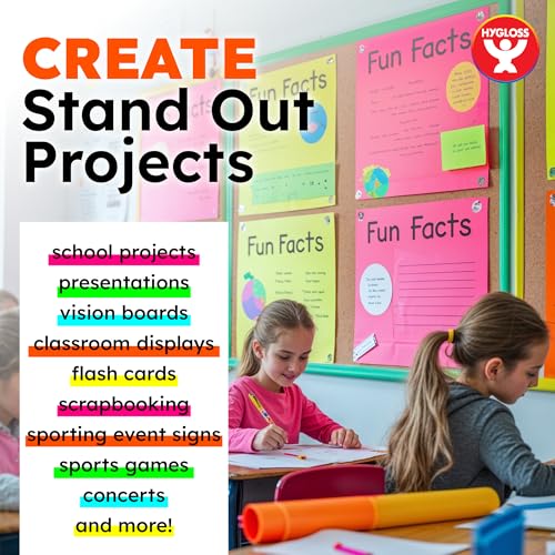 Hygloss Poster Board 22 x 28, 100 Pack Neon Assorted, Colored Posterboard