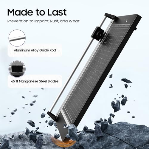 CeRaBuRET Manual Heavy Duty 24 Inch Rolling Cutter, Precision Rotary Paper Trimmer, A4 Paper Craft Cutter for Cut Gift Card, Coupon, Label, Photo, Thin Plastic Soft Board, PVC, Card Stock (24in)