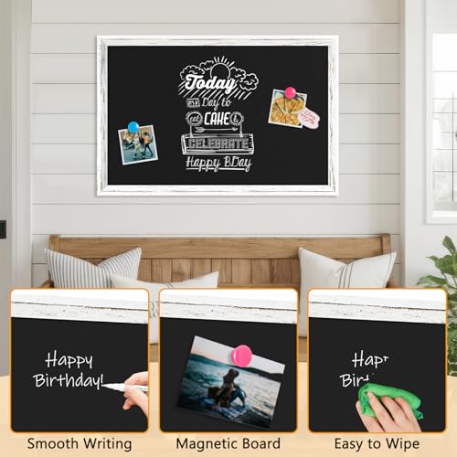 Chalk Board 36x24 Rustic Wood Framed Magnetic Blackboard for Wall Décor