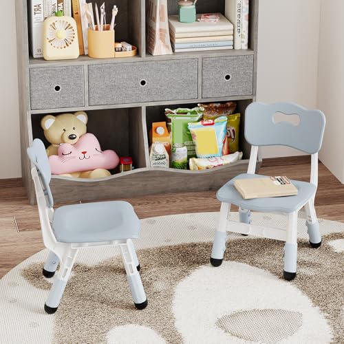 2-Pack Adjustable Kids Chairs 3-Level Height Ergonomic Backrest, Blue