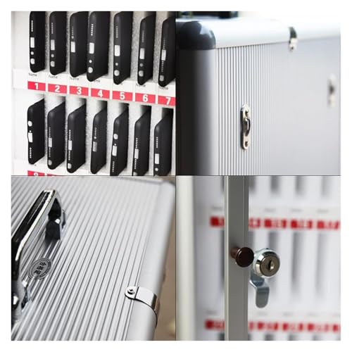 Cell Phone Locker, Cell Phones Storage Cabinet, Aluminum Alloy Pocket Chart Cell Phones Storage Cabinet for Cell Phones Wall-Mounted with A Locked Can Be Carried by Hand(36)