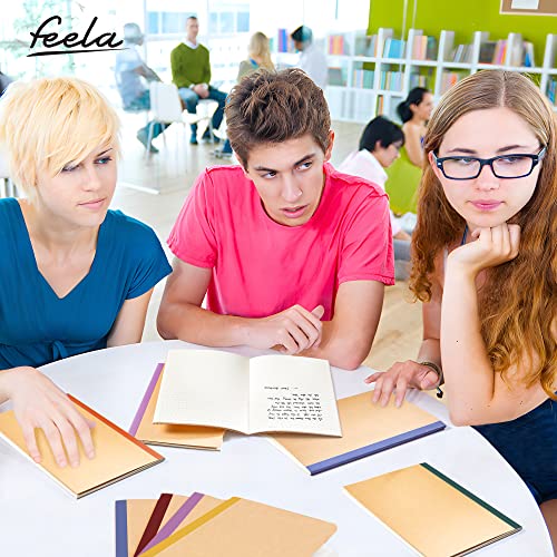 feela 56 Pack Composition Notebooks Bulk, Kraft Cover Lined Blank College Ruled Composition Travel Journals with Jewel Tone Spines For Women Students, 60 Pages, 8.3”x 5.5”, A5, 8 Vintage Colors